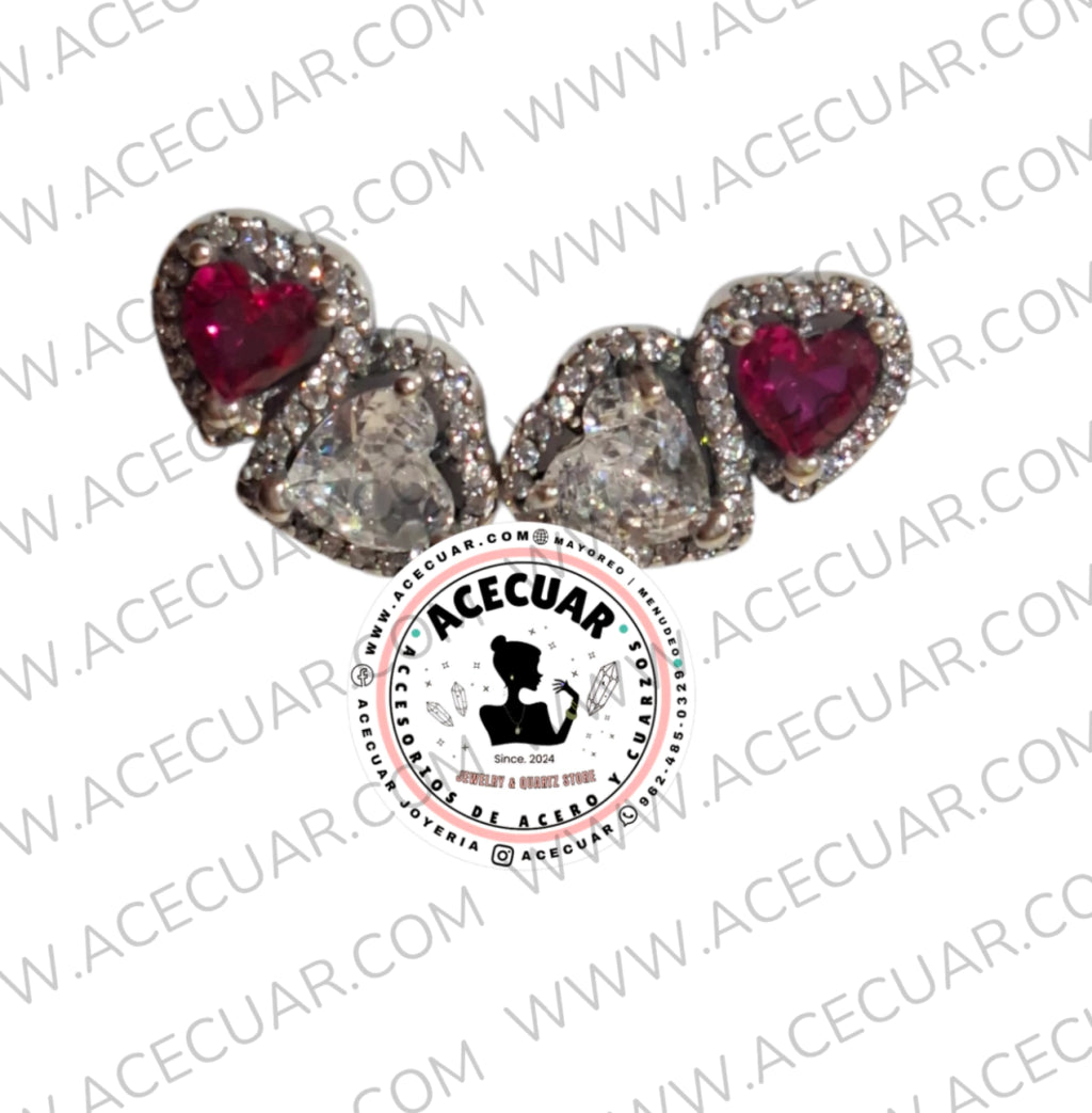Doble corazón pandora arete