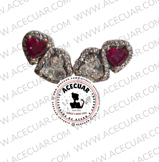Doble corazón pandora arete