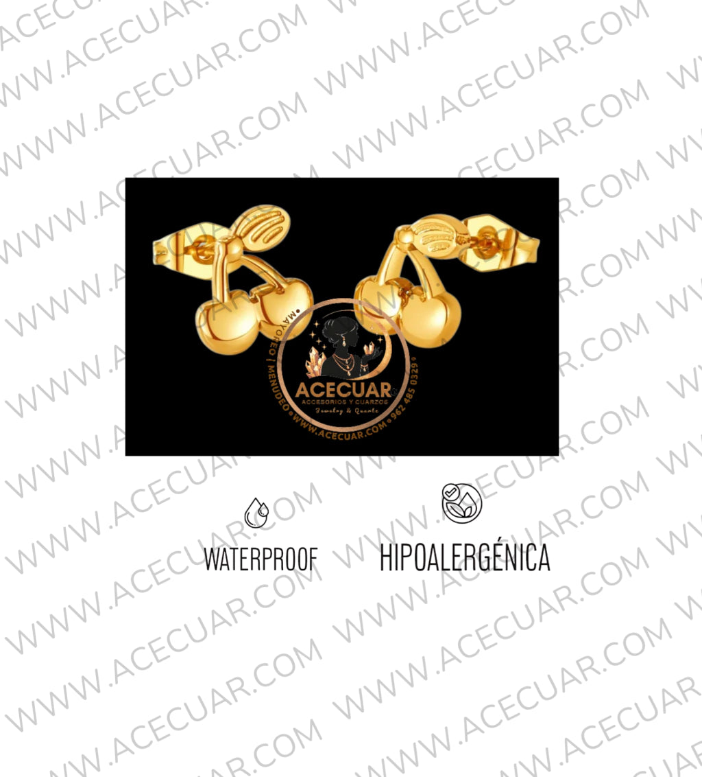 Cereza dorada aretes