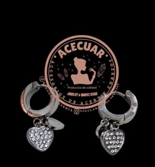 Arete 2 corazones plateado