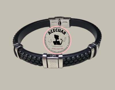 Pulsera de caucho y acero inox unisex